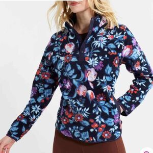 Vera Bradley Navy Floral Fleece Pullover Small